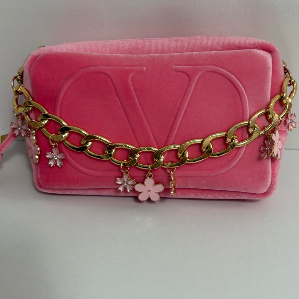 Valentino Mini Velvet Pouch with straps - Picture 2 of 9
